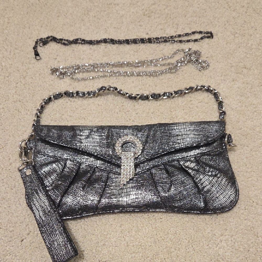Silver And Black Women's Clutch Bag